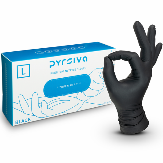Black Nitrile Gloves by Pyrsiva Medical
